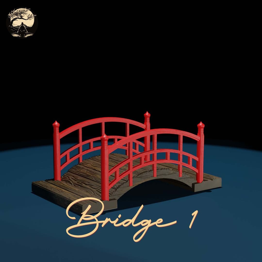 3D Printable Japanese Bridge 01 3D Printable Terrain 0 Silent Ronin Studios