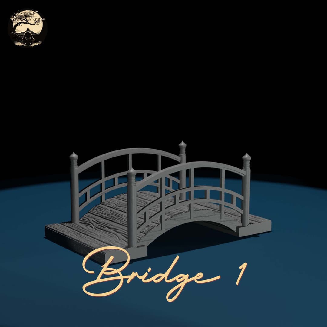 3D Printable Japanese Bridge 01 3D Printable Terrain 1 Silent Ronin Studios