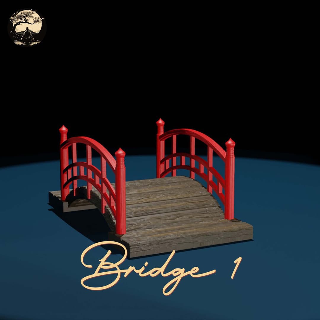 3D Printable Japanese Bridge 01 3D Printable Terrain 2 Silent Ronin Studios