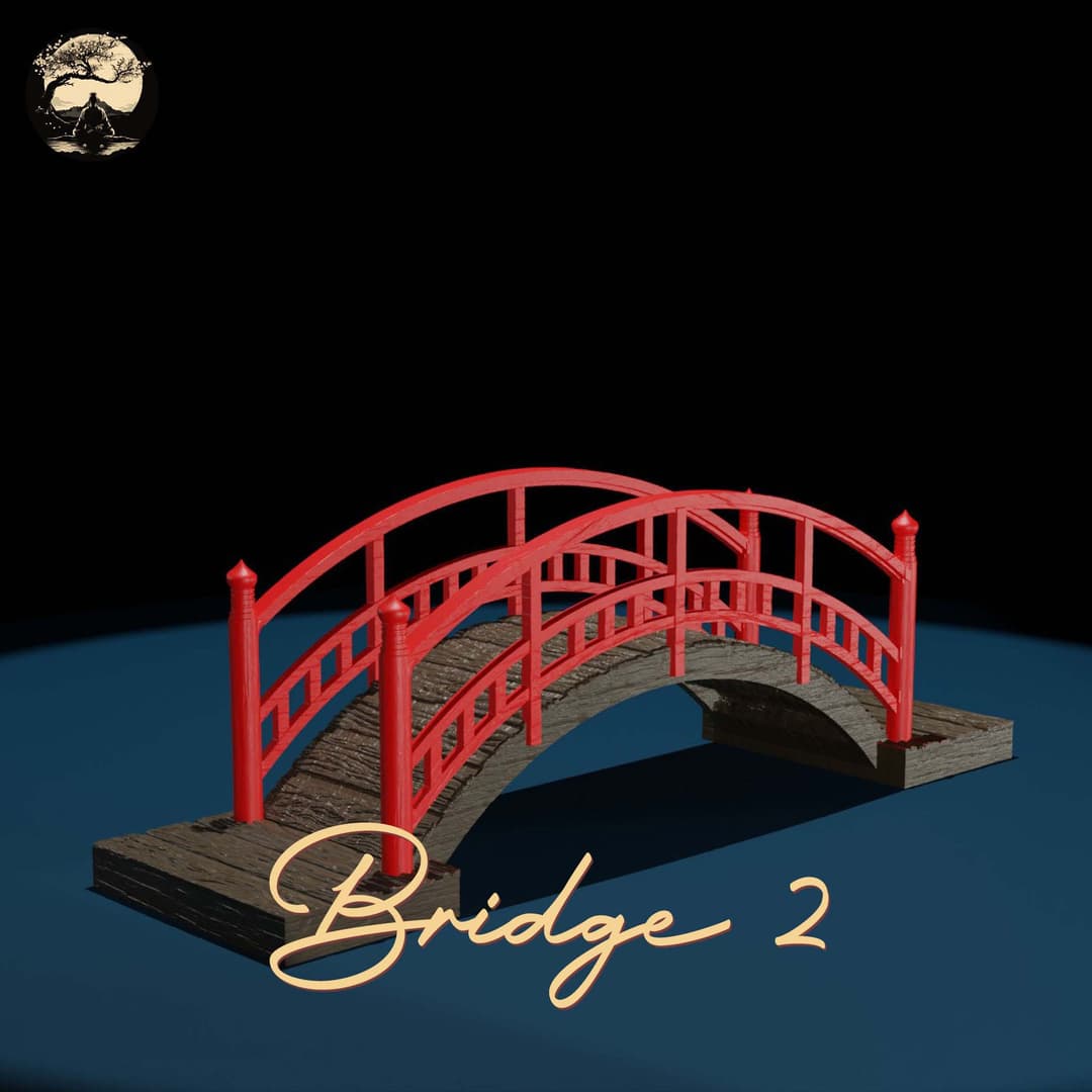 3D Printable Japanese Bridge 02 3D Printable Terrain 2 Silent Ronin Studios