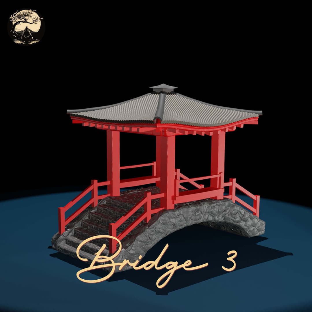 3D Printable Japanese Bridge 03 3D Printable Terrain 0 Silent Ronin Studios