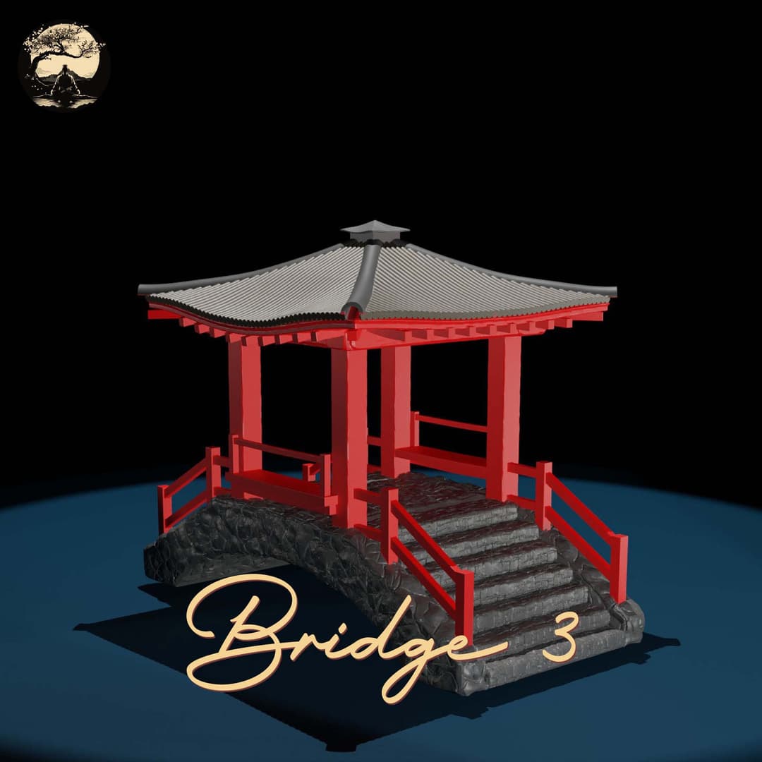 3D Printable Japanese Bridge 03 3D Printable Terrain 2 Silent Ronin Studios