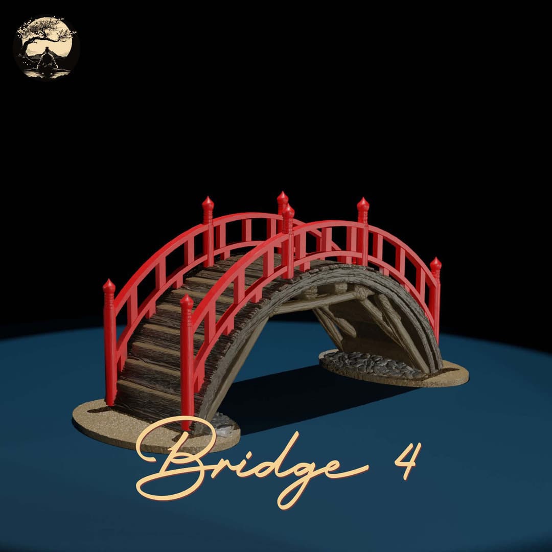 3D Printable Japanese Bridge 04 3D Printable Terrain 0 Silent Ronin Studios