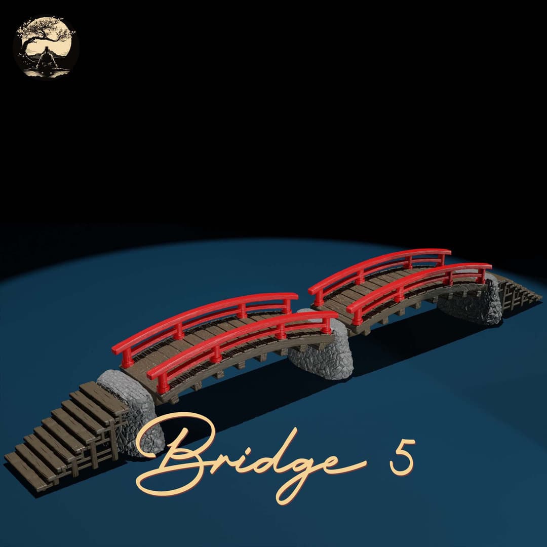 3D Printable Japanese Bridge 05 3D Printable Terrain 0 Silent Ronin Studios