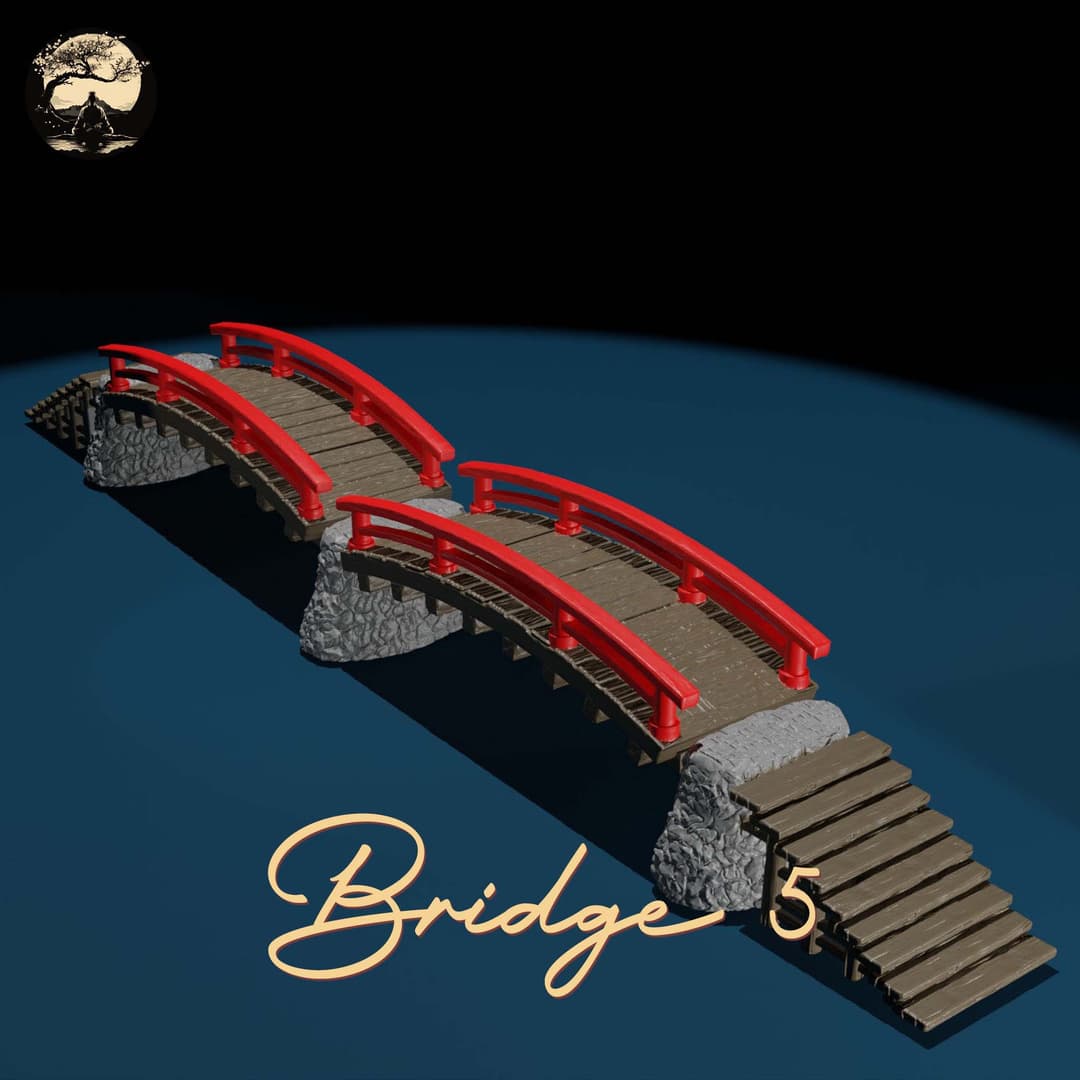 3D Printable Japanese Bridge 05 3D Printable Terrain 2 Silent Ronin Studios