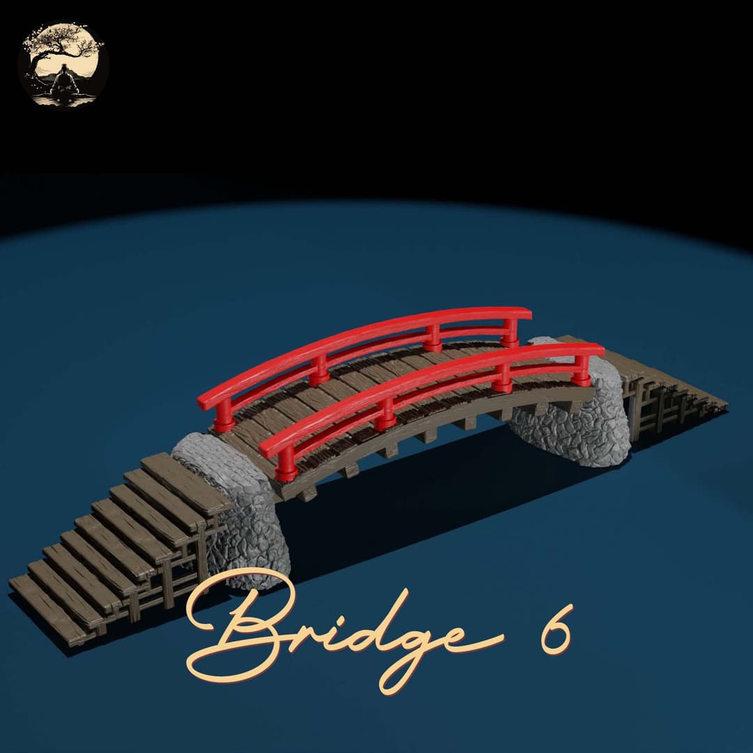 3D Printable Japanese Bridge 06 3D Printable Terrain 0 Silent Ronin Studios