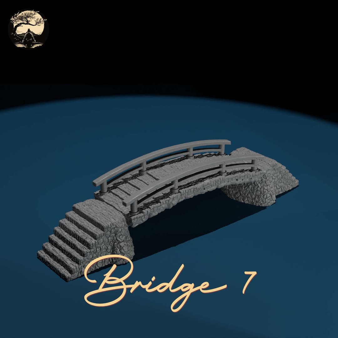 3D Printable Japanese Bridge 07 3D Printable Terrain 1 Silent Ronin Studios