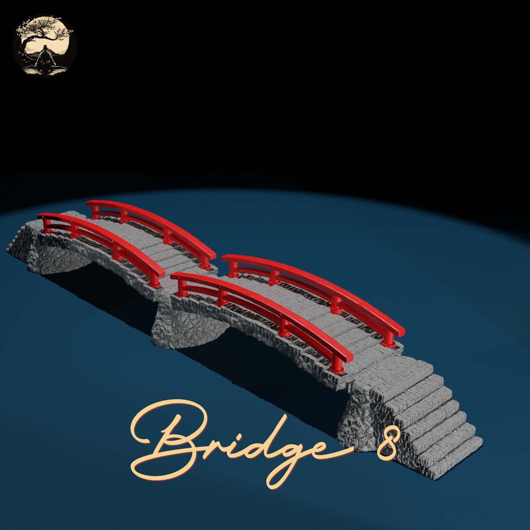 3D Printable Japanese Bridge 08 3D Printable Terrain 2 Silent Ronin Studios