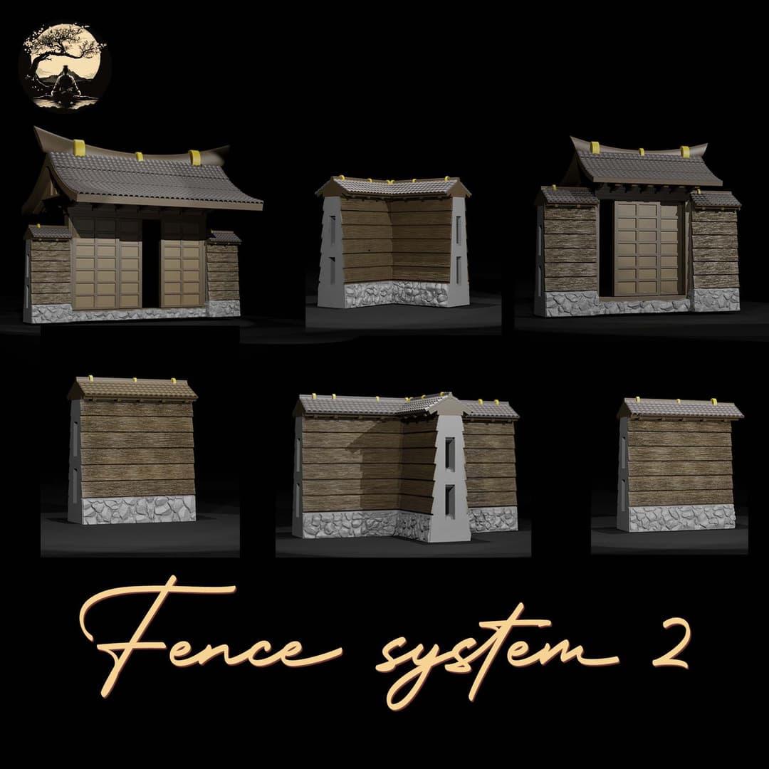 3D Printable Japanese Fence System 2 3D Printable Terrain 0 Silent Ronin Studios