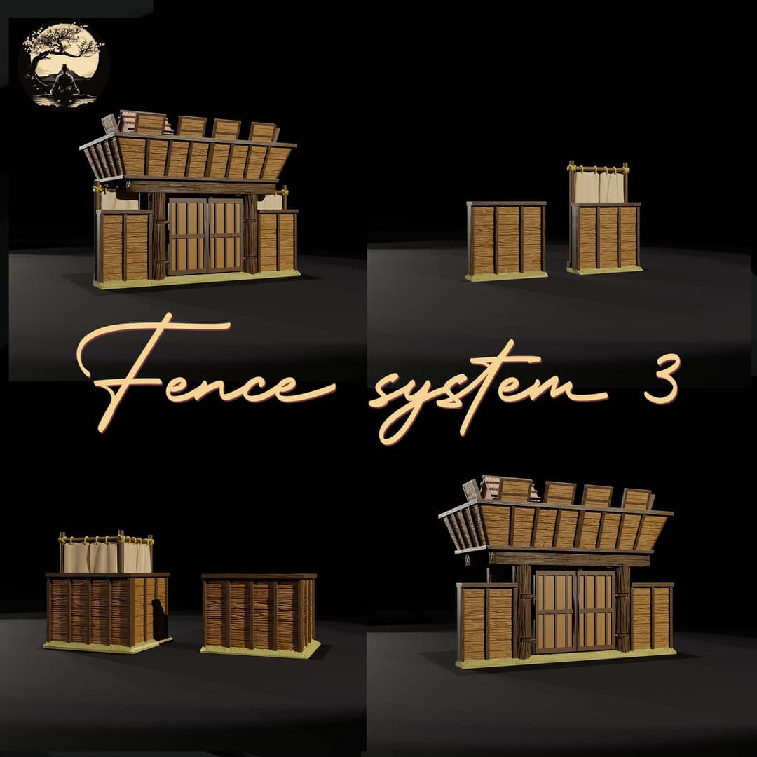 3D Printable Japanese Fence System 3 3D Printable Terrain 0 Silent Ronin Studios