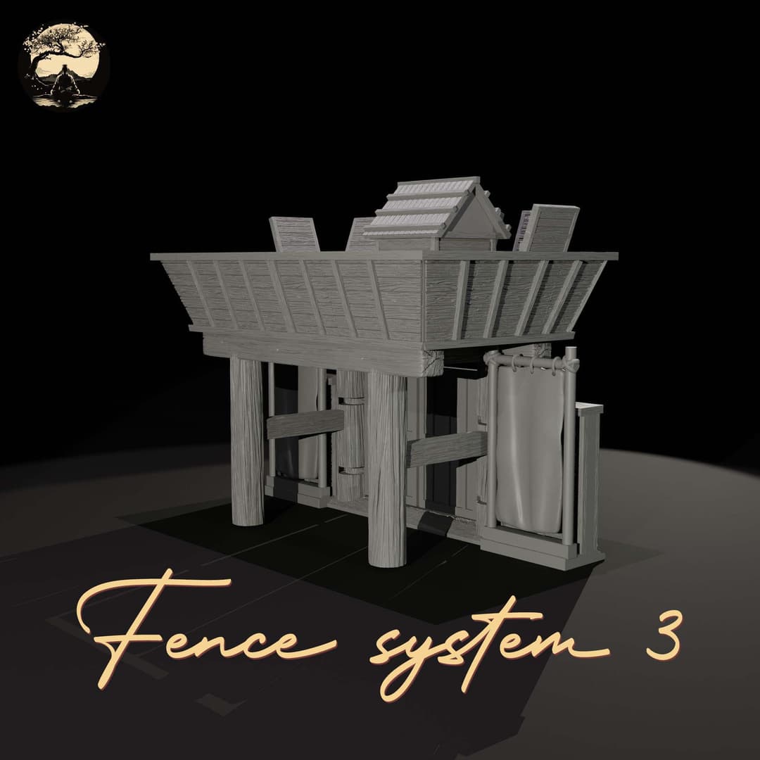 3D Printable Japanese Fence System 3 3D Printable Terrain 3 Silent Ronin Studios