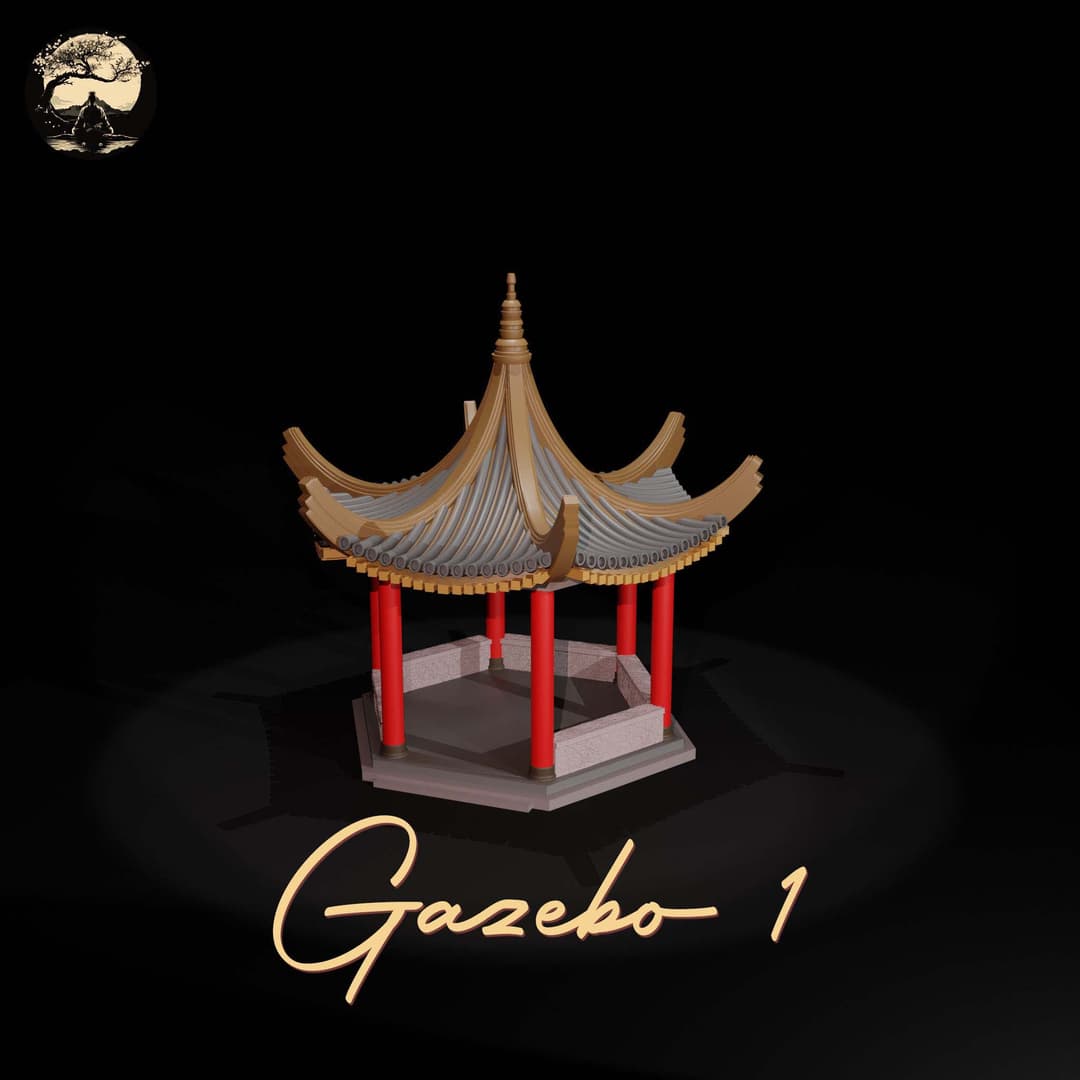 3D Printable Japanese Gazebo 1 3D Printable Terrain 1 Silent Ronin Studios