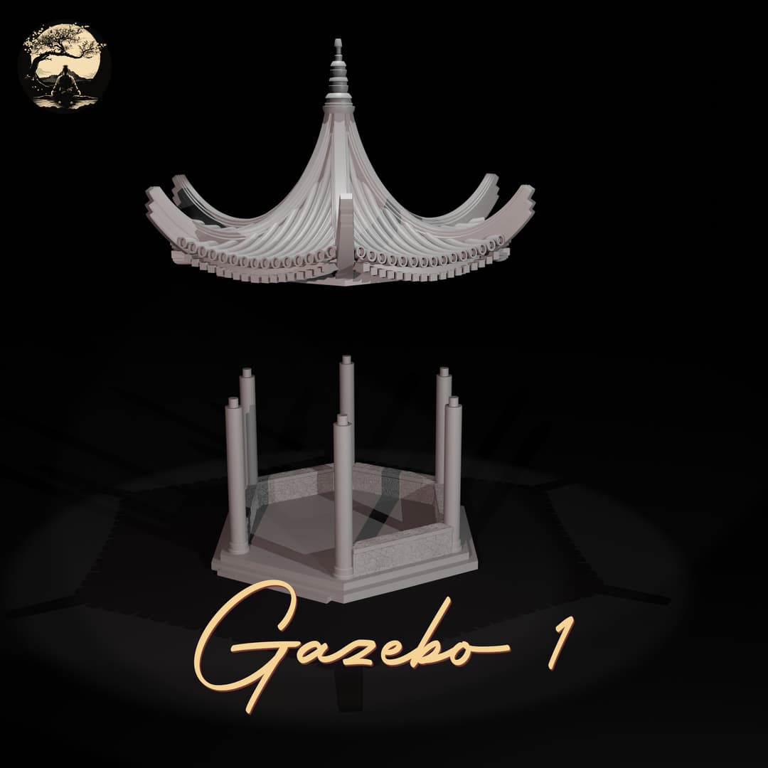 3D Printable Japanese Gazebo 1 3D Printable Terrain 4 Silent Ronin Studios