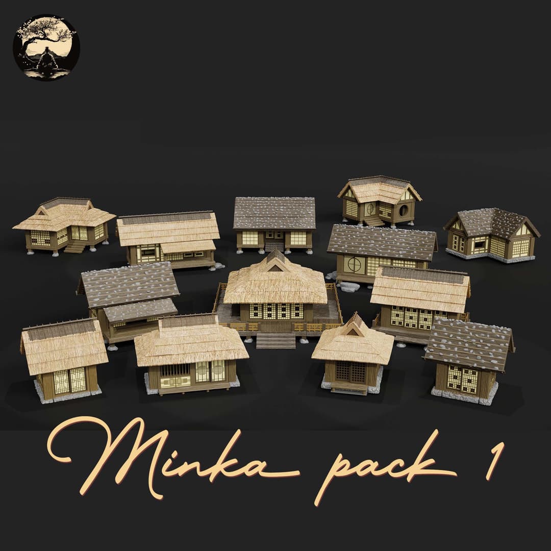 3D Printable Japanese Minka Pack 3D Printable Terrain 0 Silent Ronin Studios