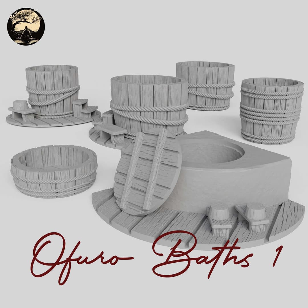 3D Printable Japanese Ofuro 1 3D Printable Terrain 1 Silent Ronin Studios