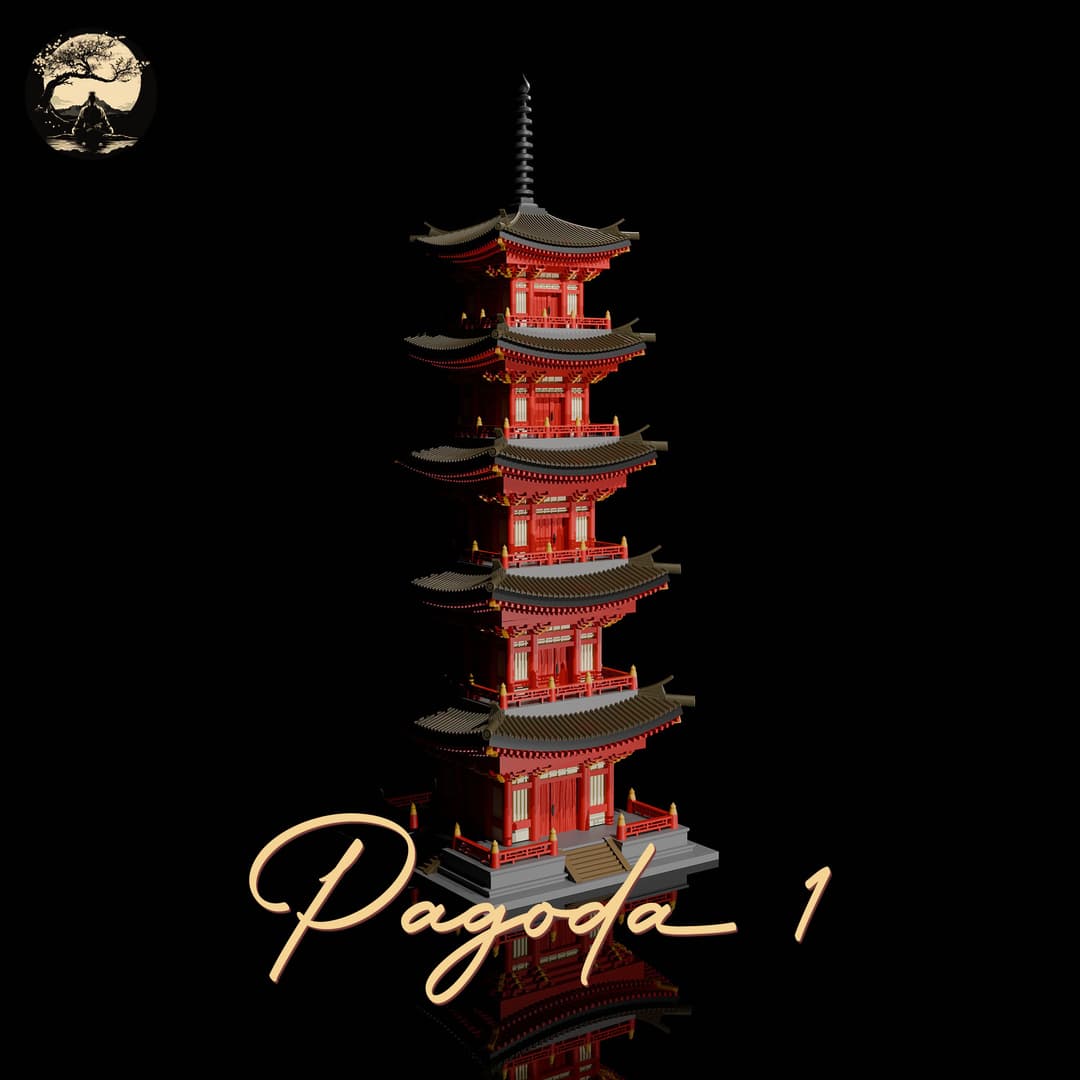 3D Printable Japanese Pagoda 1 3D Printable Terrain 0 Silent Ronin Studios