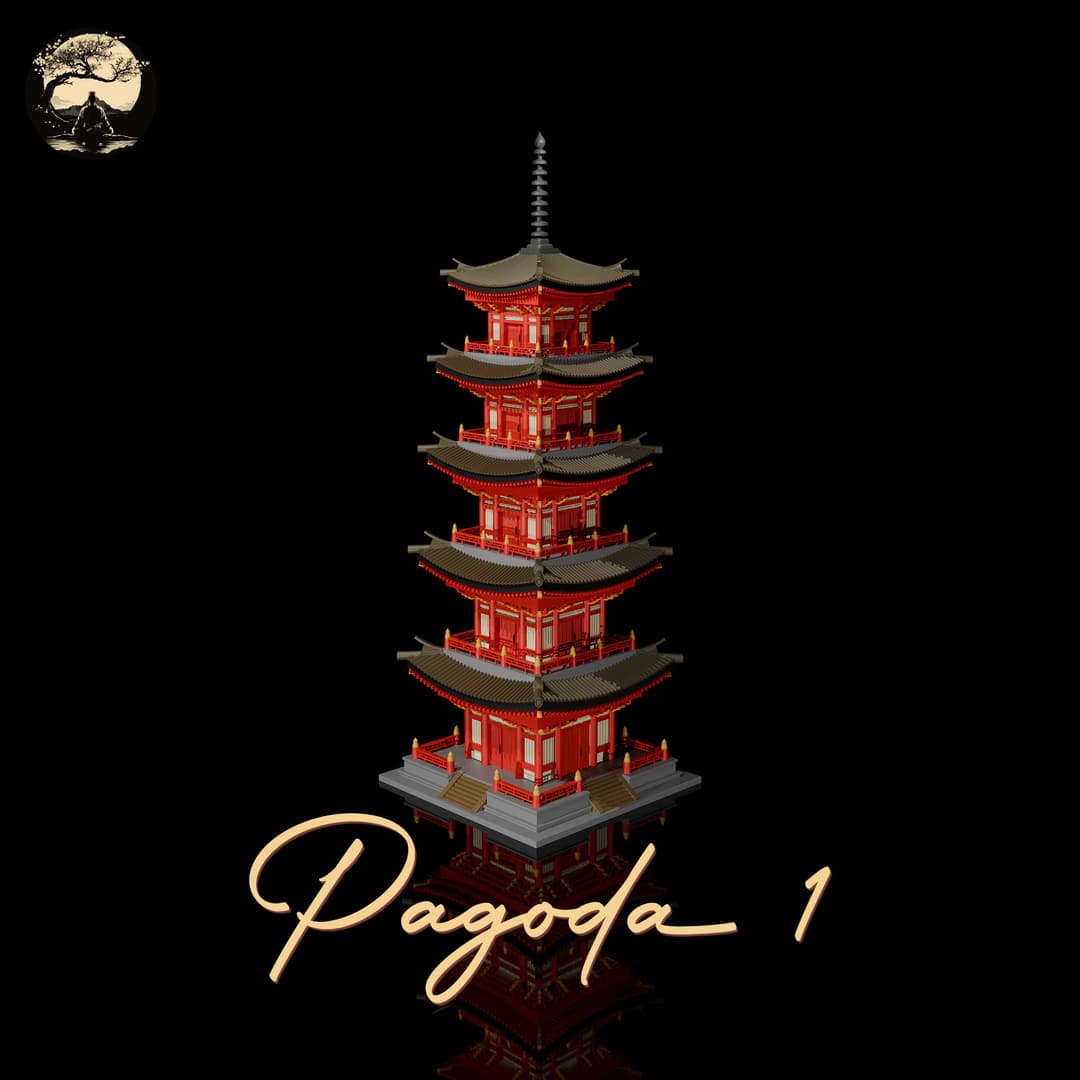 3D Printable Japanese Pagoda 1 3D Printable Terrain 1 Silent Ronin Studios