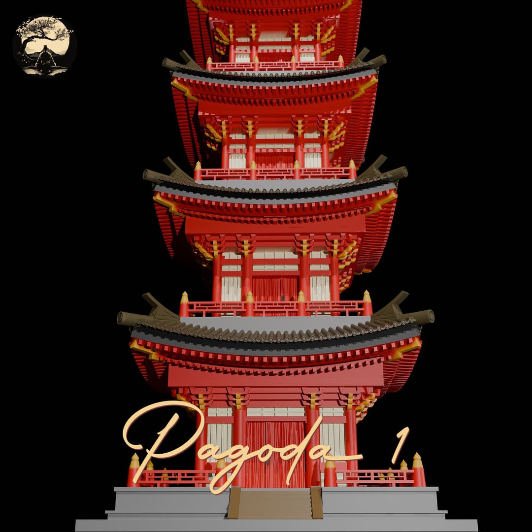 3D Printable Japanese Pagoda 1 3D Printable Terrain 2 Silent Ronin Studios