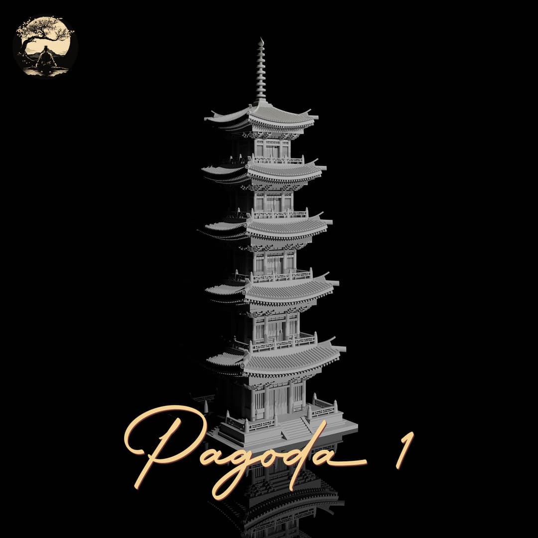 3D Printable Japanese Pagoda 1 3D Printable Terrain 4 Silent Ronin Studios