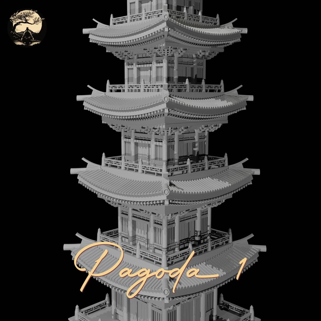 3D Printable Japanese Pagoda 1 3D Printable Terrain 7 Silent Ronin Studios