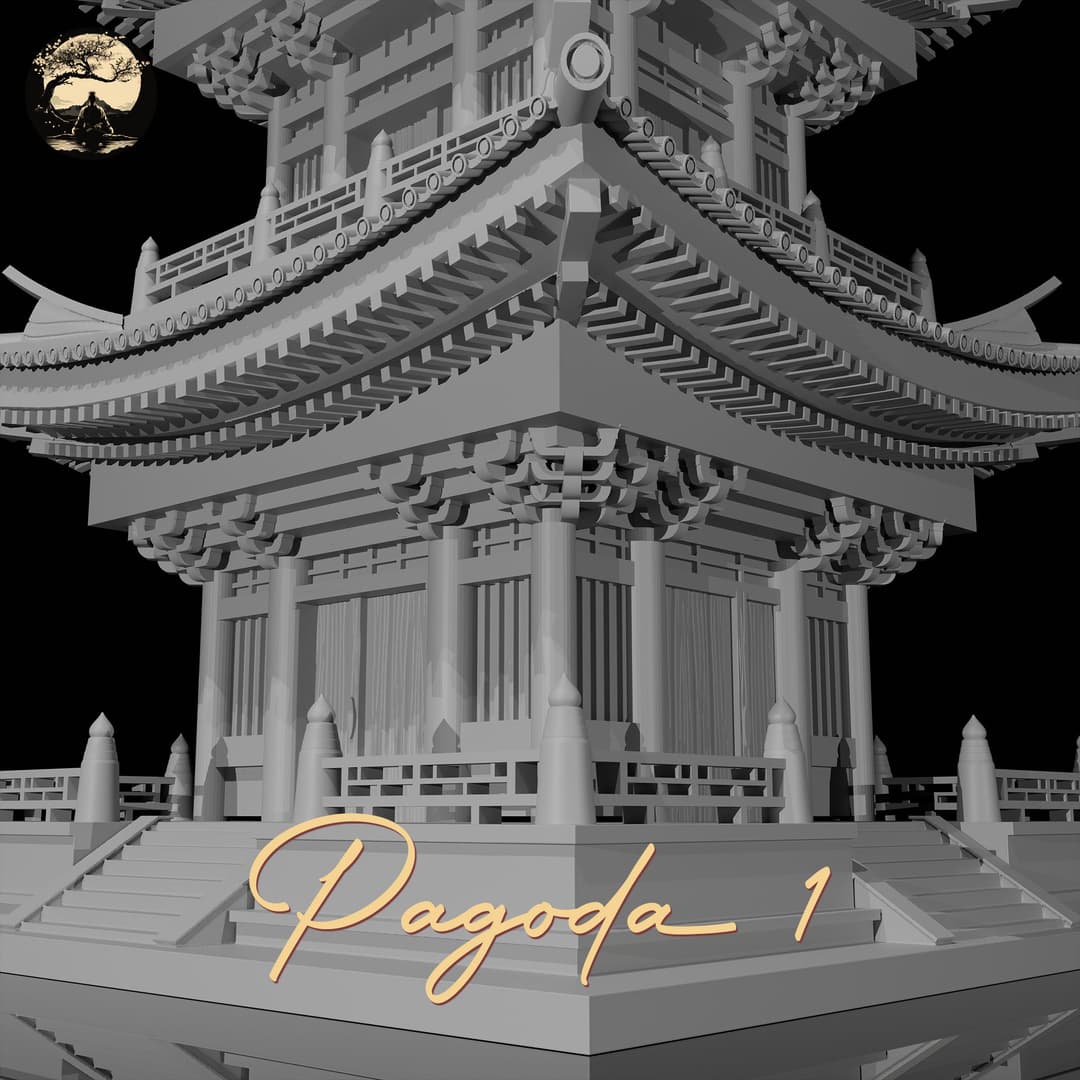 3D Printable Japanese Pagoda 1 3D Printable Terrain 8 Silent Ronin Studios