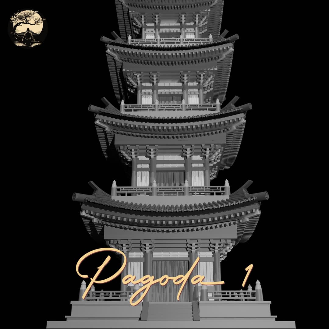 3D Printable Japanese Pagoda 1 3D Printable Terrain 9 Silent Ronin Studios