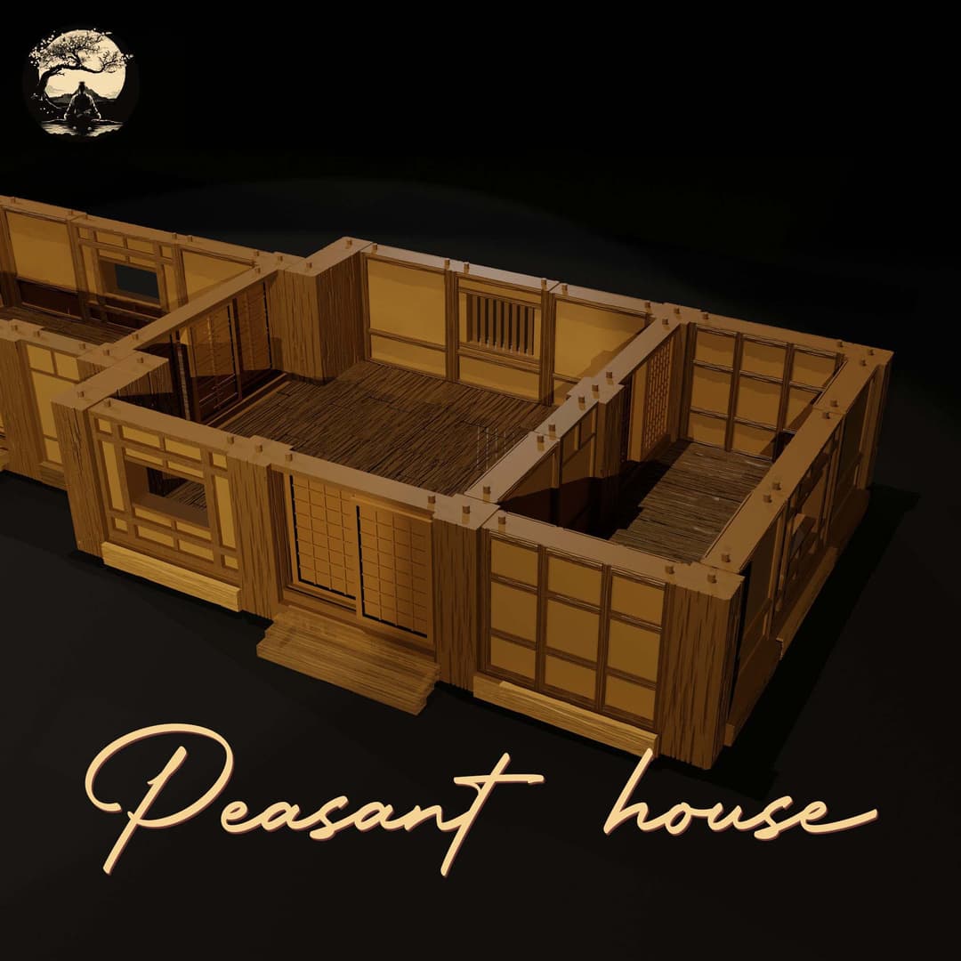 3D Printable Japanese Sm2 Peasant House 3D Printable Terrain 4 Silent Ronin Studios