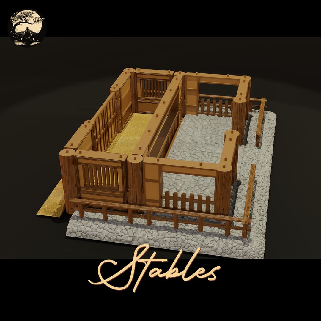 3D Printable Japanese Sm2 Stables 3D Printable Terrain 2 Silent Ronin Studios