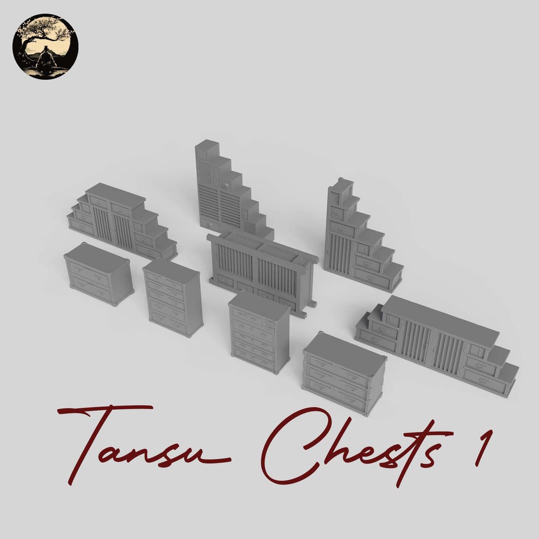 3D Printable Japanese Tansu 1 3D Printable Terrain 0 Silent Ronin Studios