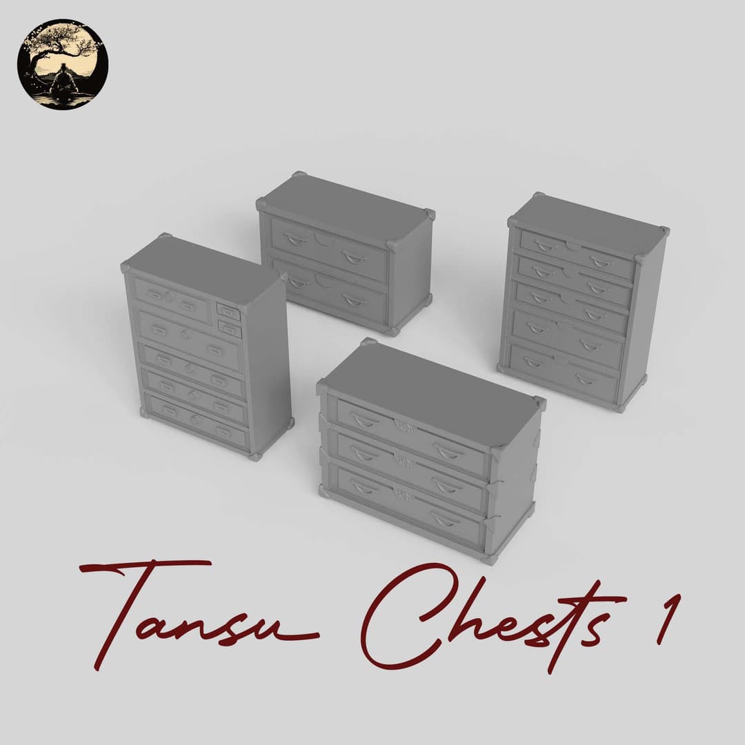 3D Printable Japanese Tansu 1 3D Printable Terrain 2 Silent Ronin Studios