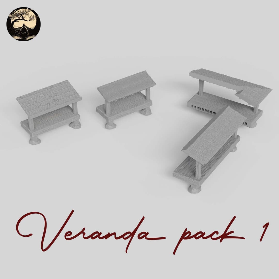 3D Printable Japanese Veranda Pack 1 3D Printable Terrain 0 Silent Ronin Studios