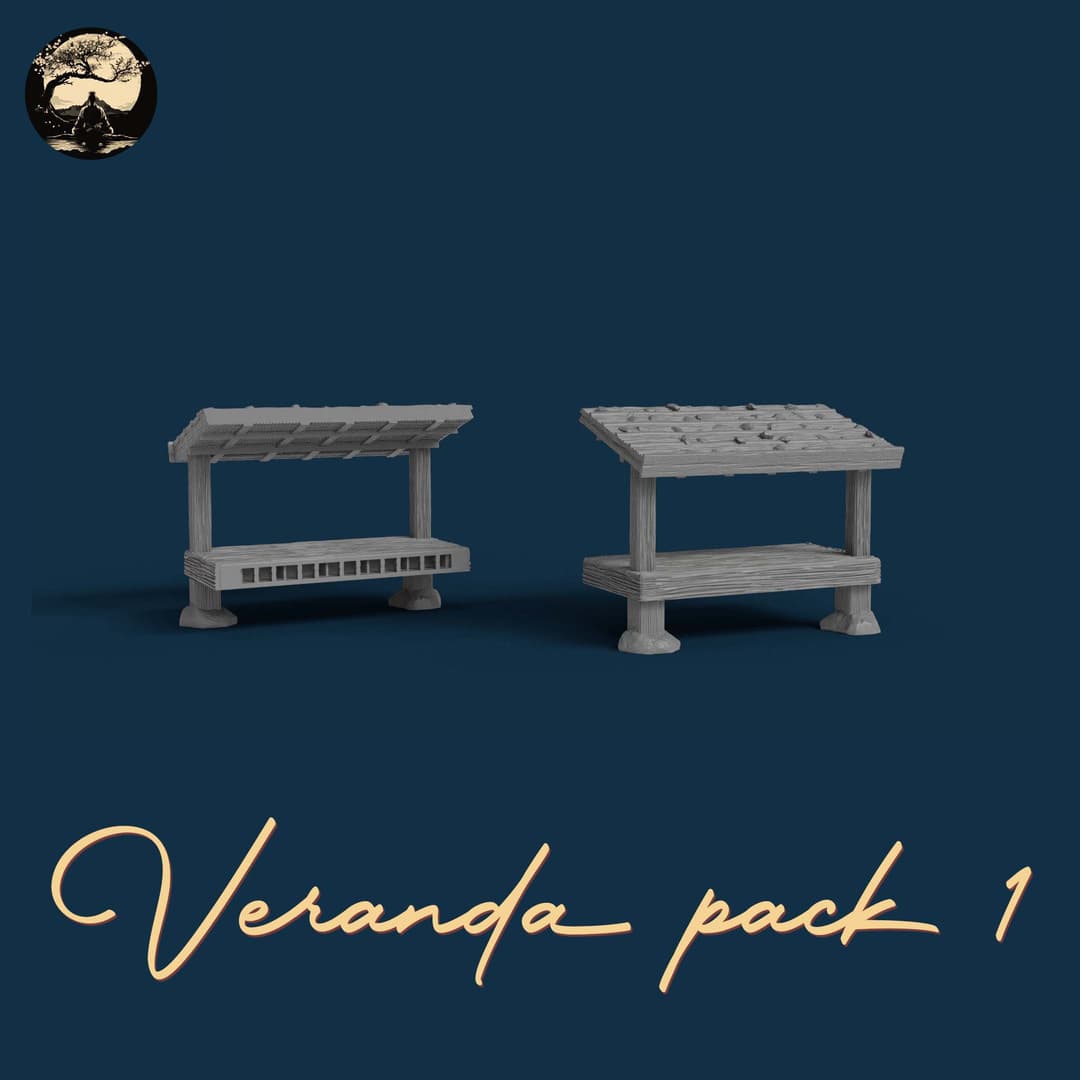 3D Printable Japanese Veranda Pack 1 3D Printable Terrain 1 Silent Ronin Studios