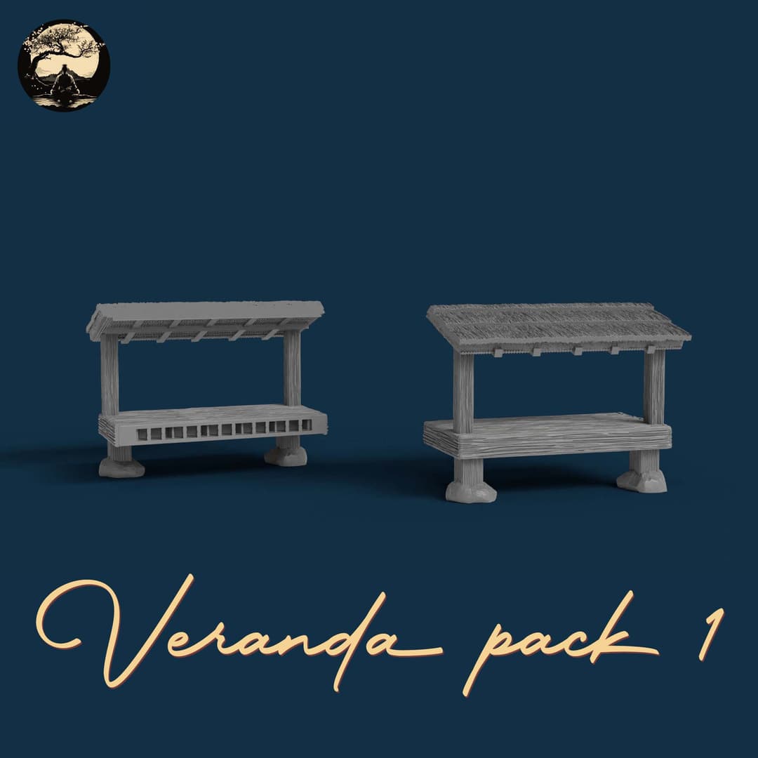 3D Printable Japanese Veranda Pack 1 3D Printable Terrain 2 Silent Ronin Studios