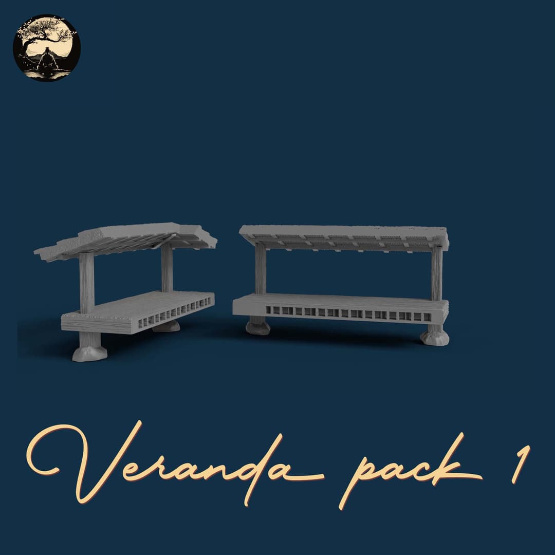 3D Printable Japanese Veranda Pack 1 3D Printable Terrain 3 Silent Ronin Studios