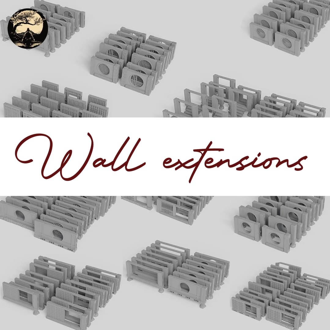 3D Printable Japanese Wall Extensions 3D Printable Terrain 0 Silent Ronin Studios