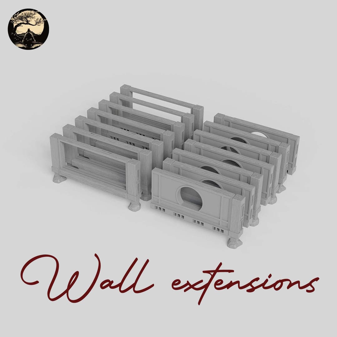 3D Printable Japanese Wall Extensions 3D Printable Terrain 5 Silent Ronin Studios