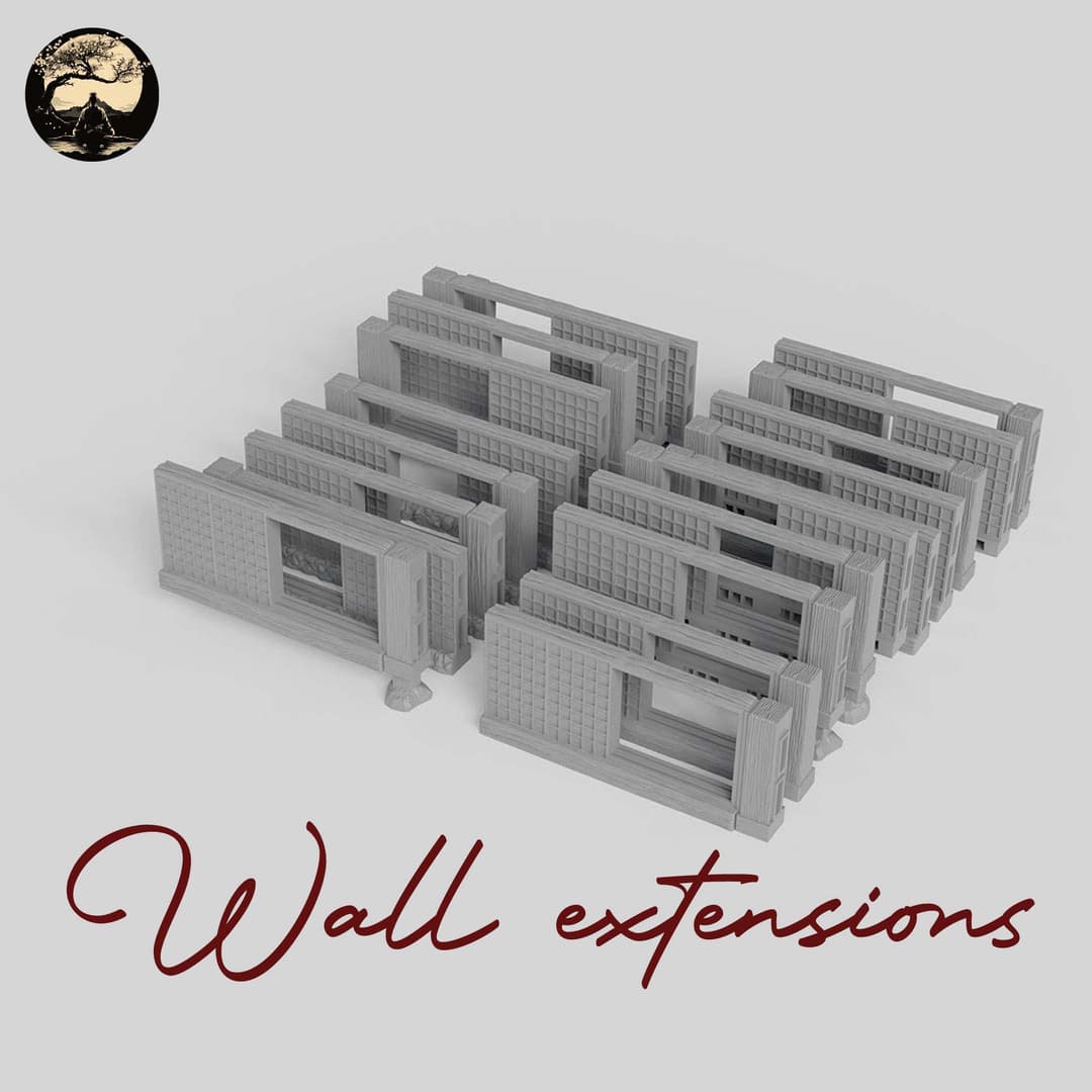 3D Printable Japanese Wall Extensions 3D Printable Terrain 6 Silent Ronin Studios