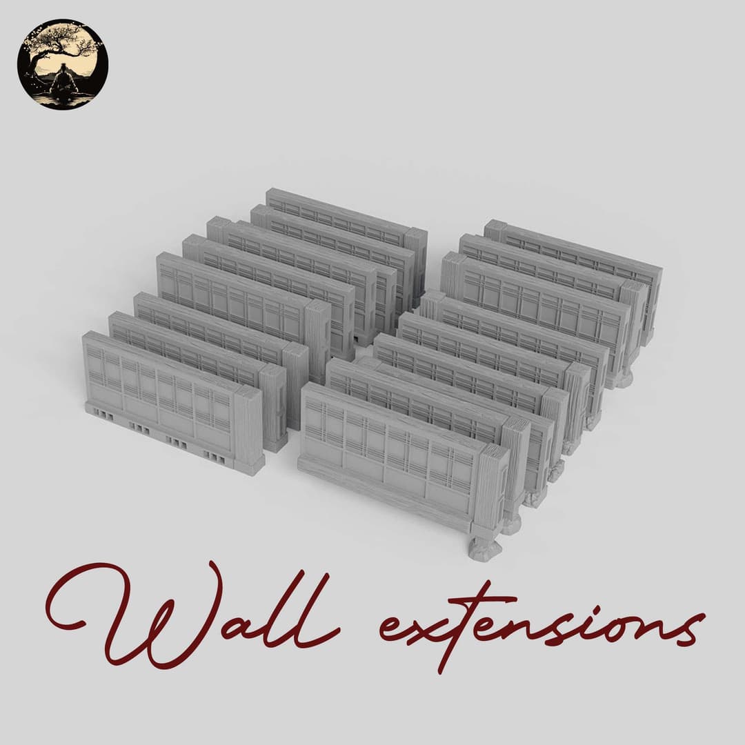 3D Printable Japanese Wall Extensions 3D Printable Terrain 7 Silent Ronin Studios