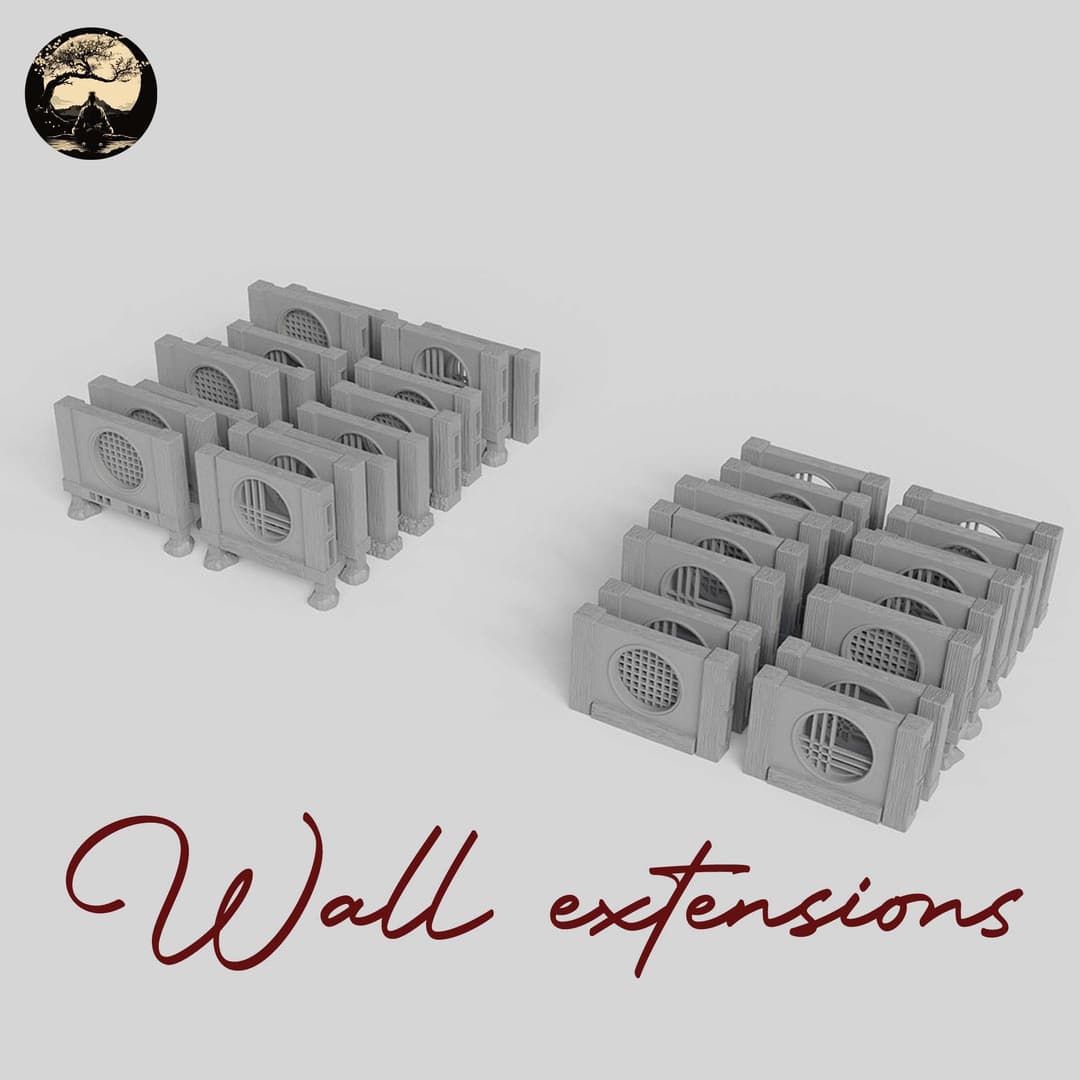 3D Printable Japanese Wall Extensions 3D Printable Terrain 9 Silent Ronin Studios