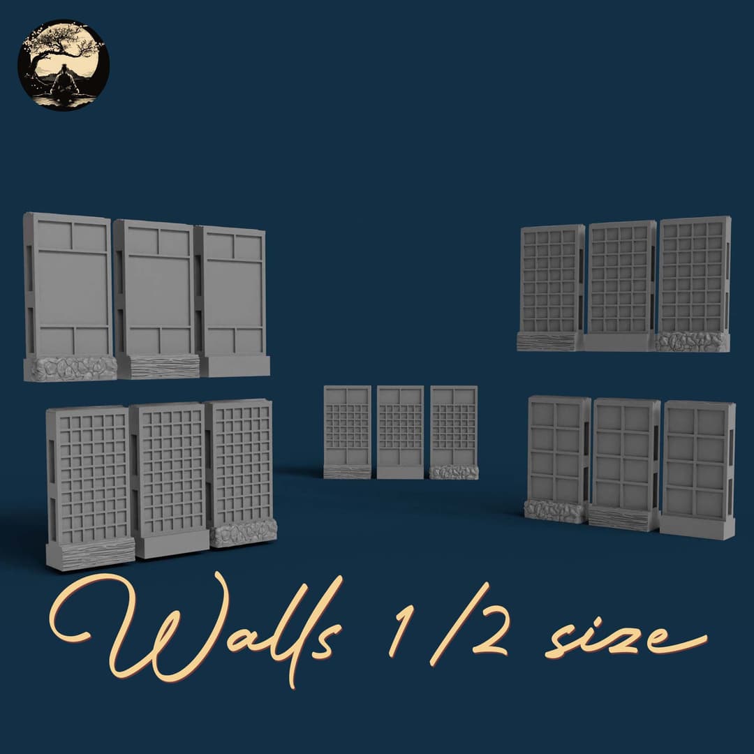 3D Printable Japanese Walls 12 3D Printable Terrain 1 Silent Ronin Studios